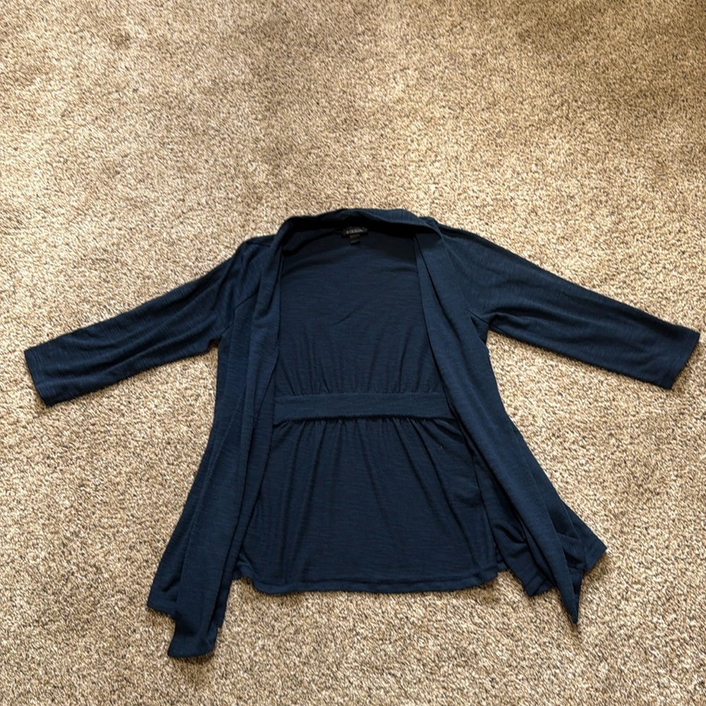 Navy Blue 3/4 Sleeve Cardigan